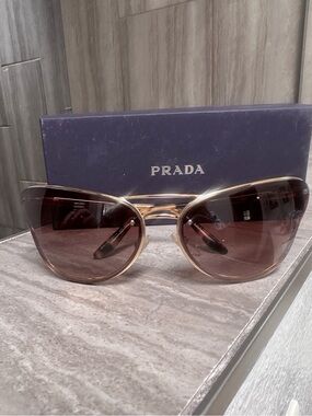 Prada Women's Gold Frame Brown Gradient Cat-Eye Sunglasses